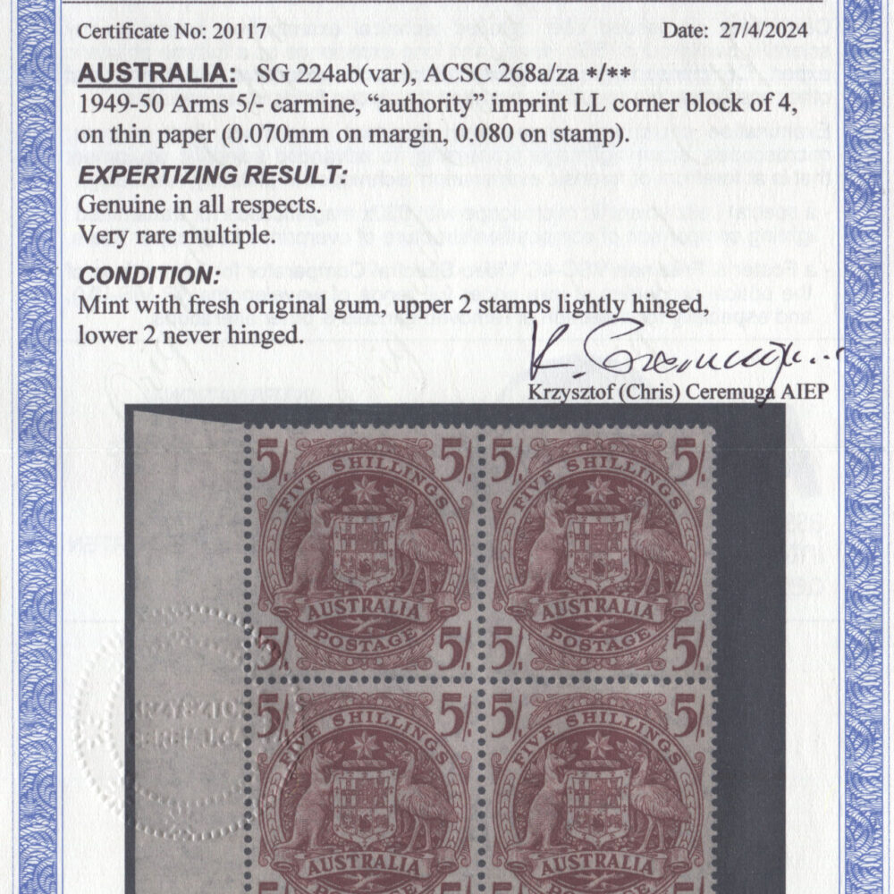 SG 244ab/ACSC 268a,za: - Richard Juzwin Stamps